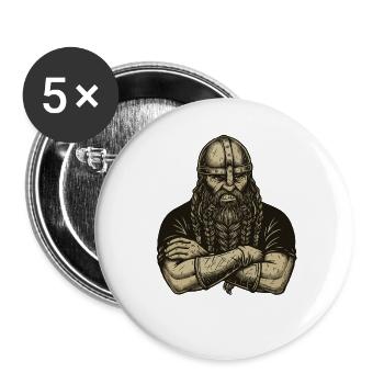 Légende viking viking marin Odin Raven Fighter - Lot de 5 grands badges (56 mm) - blanc - Devant