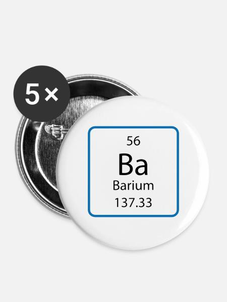 Ba Chemistry Periodic Table - Buttons groß 56 mm (5er Pack) - Weiß