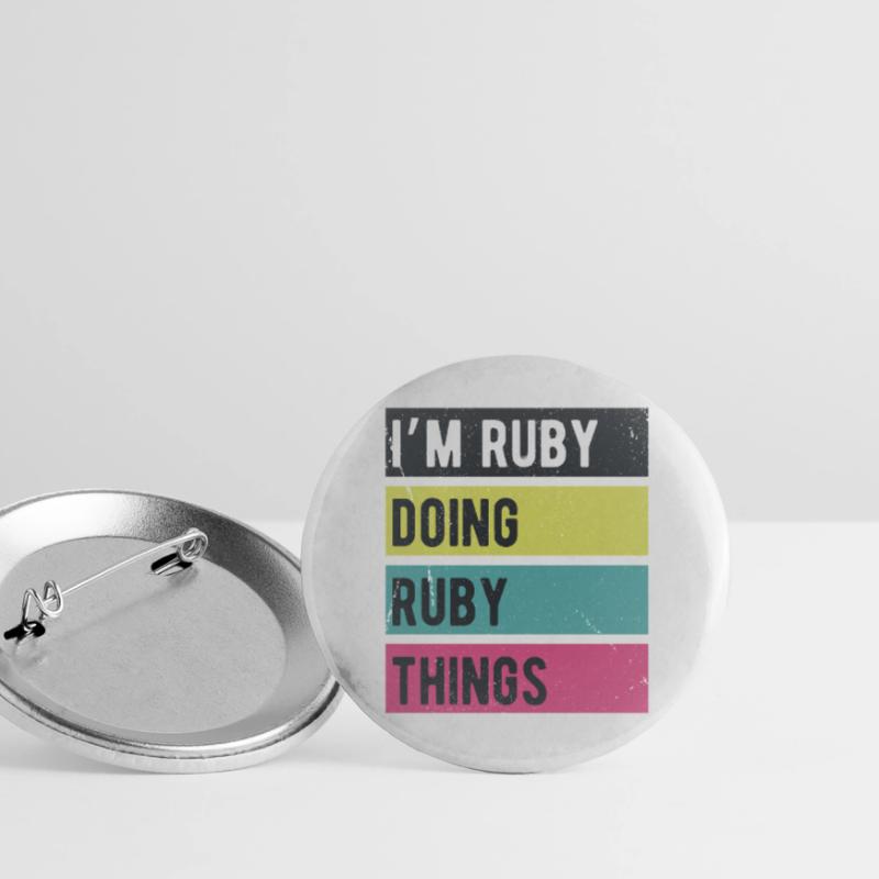I’m Ruby Doing Ruby Things Retro Colors Buttons large 2.2''/56 mm (5-pack)