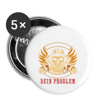 Als Gott mich schuf ging er grinsend zum Teufel - Buttons groß 56 mm (5er Pack) - Weiß - Vorne