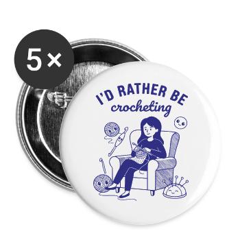Je préfère être crochet amateur de tricot - Lot de 5 grands badges (56 mm) - blanc - Devant