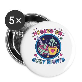 Accro aux nuits douillettes Amant du crochet Drôle - Lot de 5 grands badges (56 mm) - blanc - Devant