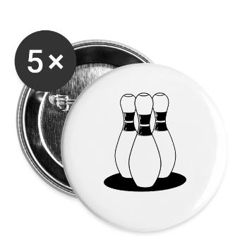 Look de dessin animé de bowling - Lot de 5 grands badges (56 mm) - blanc - Devant