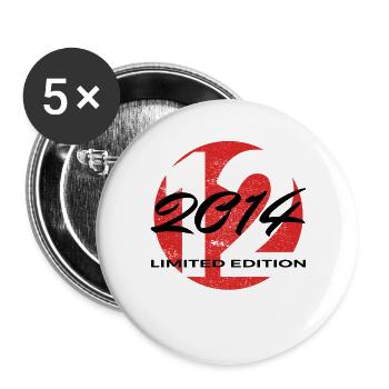 12e anniversaire 2014 cadeau garçons et filles - Lot de 5 grands badges (56 mm) - blanc - Devant