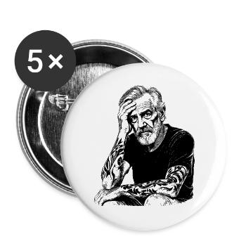 Porträt Tätowierter Mann - Buttons groß 56 mm (5er Pack) - Weiß - Vorne