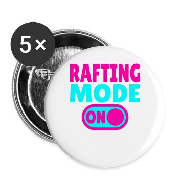 Rafting Mode ON – Wildwasser im Schlauchboot - Buttons groß 56 mm (5er Pack) - Weiß - Vorne