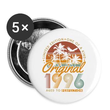 Cadeau d’anniversaire de naissance du Vintage 1996 - Lot de 5 grands badges (56 mm) - blanc - Devant