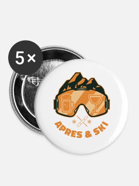 Apres & Ski Team Party Outfit - Buttons groß 56 mm (5er Pack) - Weiß