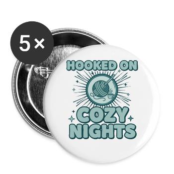 Accro aux nuits douillettes Amant du crochet Drôle - Lot de 5 grands badges (56 mm) - blanc - Devant
