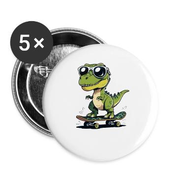Skater alligator with sunglasses - Buttons large 2.2''/56 mm (5-pack) - white - Front