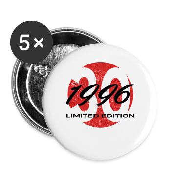 30. Geburtstag 1996 Geschenk für Männer und Frauen - Buttons groß 56 mm (5er Pack) - Weiß - Vorne