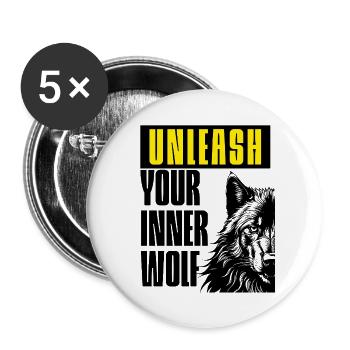 Lass den Wolf los - Buttons groß 56 mm (5er Pack) - Weiß - Vorne