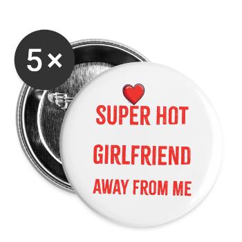 Chemise de petite amie Love Warning - Lot de 5 grands badges (56 mm) - blanc - Devant