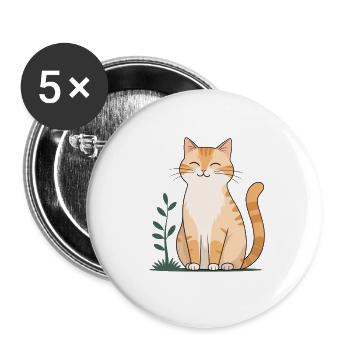 Chat Orange Joyeux en Vert - Lot de 5 grands badges (56 mm) - blanc - Devant