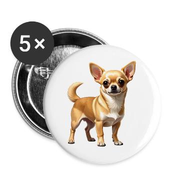 Fawn Chihuahua - Lot de 5 grands badges (56 mm) - blanc - Devant