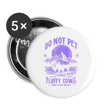 Vintage Buffalo Do Not Pet Fluffy Cows Funny Bison - Buttons large 2.2''/56 mm (5-pack) - white - Front