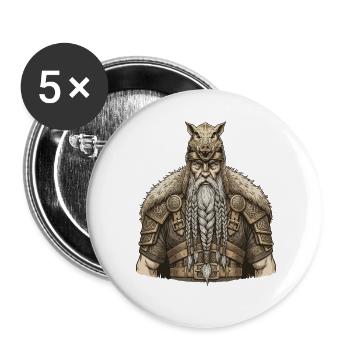 Légende viking viking marin Odin Raven Fighter - Lot de 5 grands badges (56 mm) - blanc - Devant