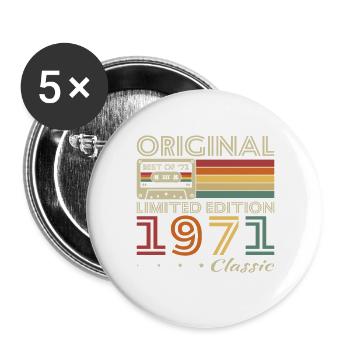 1971 Vintage Rétro Cadeau D’anniversaire - Lot de 5 grands badges (56 mm) - blanc - Devant