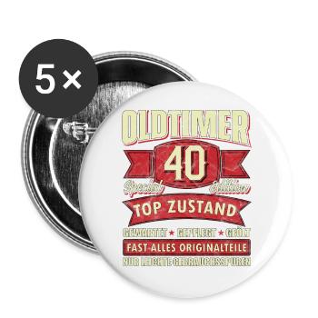 Oldtimer 40 Special Edition Top Zustand - Buttons groß 56 mm (5er Pack) - Weiß - Vorne