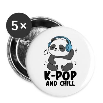 K-Pop And Chill - Buttons large 2.2''/56 mm (5-pack) - white - Front