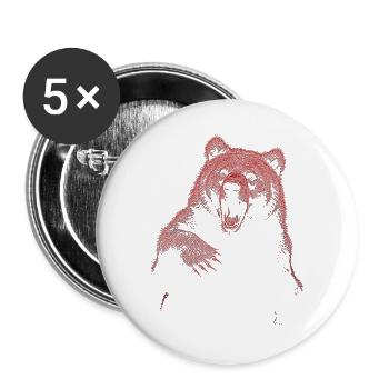 Grizzly Bear Hiking Camping Vintage Brown Bear - Buttons large 2.2''/56 mm (5-pack) - white - Front