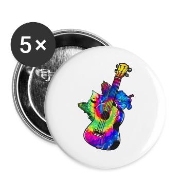 Hawaiian Ukulele Uke Tie Dye - Buttons groß 56 mm (5er Pack) - Weiß - Vorne