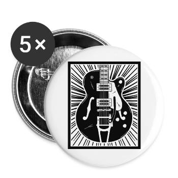 Art de l’affiche de la silhouette de la guitare - Lot de 5 grands badges (56 mm) - blanc - Devant