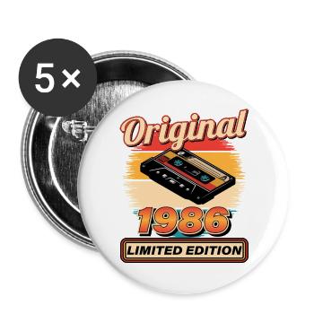 Original 1986 Limited Edition Retro - Buttons groß 56 mm (5er Pack) - Weiß - Vorne