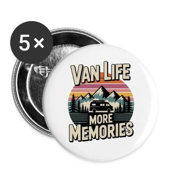Van Life Mehr Erinnerungen - Buttons groß 56 mm (5er Pack) - Weiß - Vorne