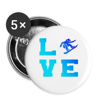 Œuvres d’art propres pour snowboard féminin - Lot de 5 grands badges (56 mm) - blanc - Devant