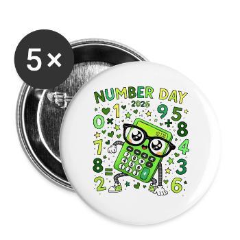 Number Day 2026 Neon Calculator Hero - Buttons large 2.2''/56 mm (5-pack) - white - Front