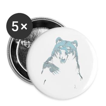 Grizzly Bear Hiking Camping Vintage Brown Bear - Buttons large 2.2''/56 mm (5-pack) - white - Front