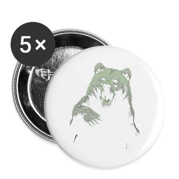 Grizzly Bear Hiking Camping Vintage Brown Bear - Buttons large 2.2''/56 mm (5-pack) - white - Front