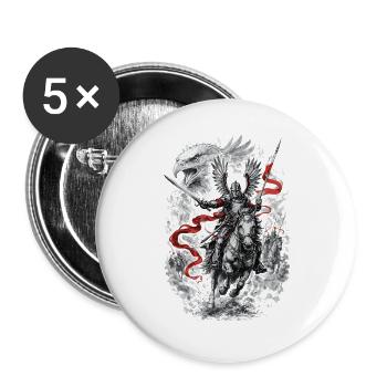 Polnischer Geflügelter Husarenkampfgeist - Buttons groß 56 mm (5er Pack) - Weiß - Vorne