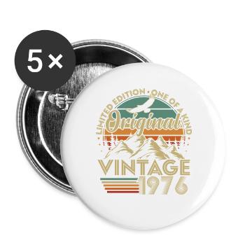 Original 1976 Vintage Jahrgang Geburtstag Retro - Buttons groß 56 mm (5er Pack) - Weiß - Vorne