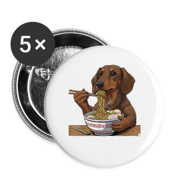 Japanese Ramen Dachshund Noodle Bowl Anime Otaku - Buttons large 2.2''/56 mm (5-pack) - white - Front