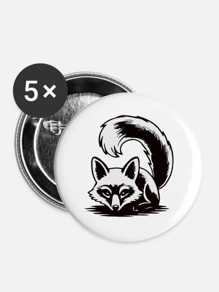 Lunar Fox Silhouette - Buttons groß 56 mm (5er Pack) - Weiß