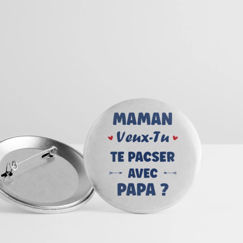 Mama, willst du eine eingetragene Lebenspartnerschaft mit Papa eingehen? Buttons groß 56 mm (5er Pack)