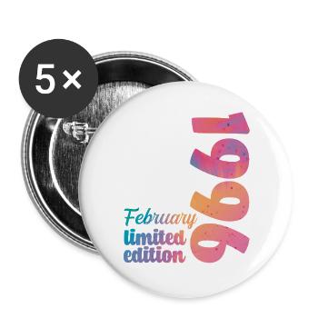 February 1996 30th Anniversary 30 Years Vintage Retro - Buttons large 2.2''/56 mm (5-pack) - white - Front
