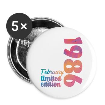 Février 1986 40e Anniversaire 40 ans Vintage Rétro - Lot de 5 grands badges (56 mm) - blanc - Devant