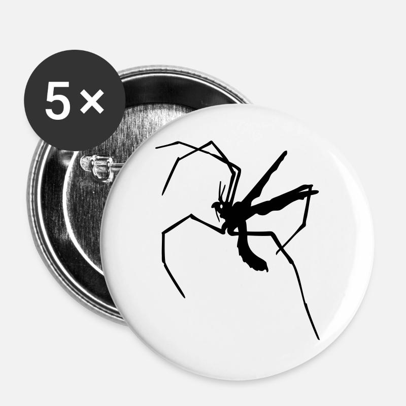 Langbeinige Mücke - Buttons groß 56 mm (5er Pack) - Weiß