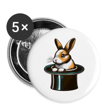 Bunny from the top hat - Buttons large 2.2''/56 mm (5-pack) - white - Front