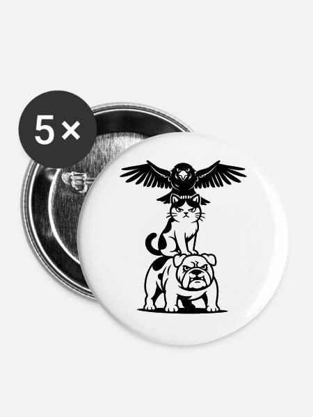 Starkes Tier Trio - Buttons groß 56 mm (5er Pack) - Weiß