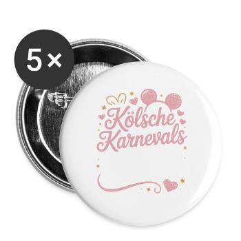 Kölsche Karnevalsmaus Karneval Köln Kölner Maus - Buttons groß 56 mm (5er Pack) - Weiß - Vorne