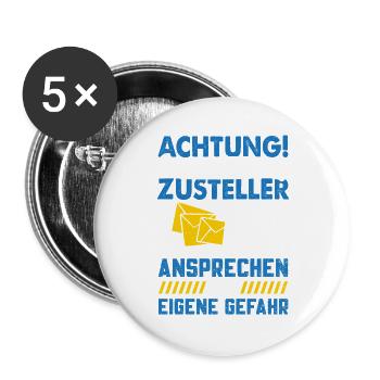Postman ATTENTION OVERWORKED DELIVERY PERSON - Buttons large 2.2''/56 mm (5-pack) - white - Front