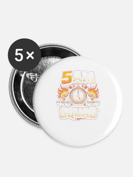 5AM SQUAD Kraft-Uhr - Buttons groß 56 mm (5er Pack) - Weiß