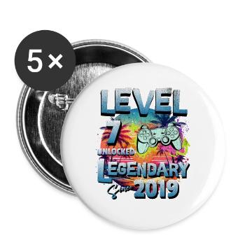 Level 7 years Unlocked since 2019 Birthday - Buttons large 2.2''/56 mm (5-pack) - white - Front