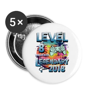 Level 8 years Unlocked since 2018 Birthday - Buttons large 2.2''/56 mm (5-pack) - white - Front