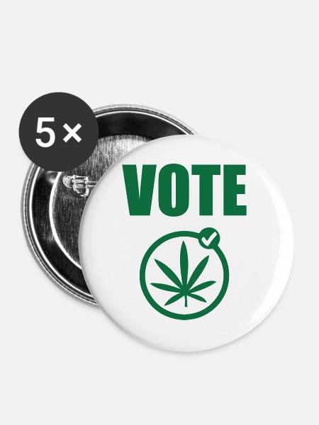 Cannabis – Weed – Legalisierung - Buttons groß 56 mm (5er Pack) - Weiß