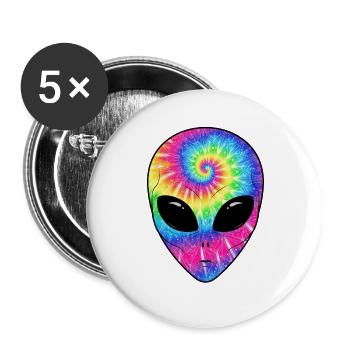 Psychedelisches Batik-Alien-Gesicht - Buttons groß 56 mm (5er Pack) - Weiß - Vorne